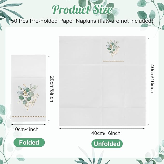 Disposable Linen-Feel Dinner Napkins with Built-in Flatware Pocket, 50 Pack Prefolded Paper Napkins for Silverware Elegant Guest Hand Towels for Wedding Birthday Valentine Party