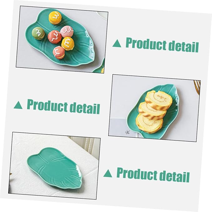 LIFKOME Ceramic Leaf-shaped Appetizer Plate for Desserts Fruits and Snacks Elegant Food Serving Dish for Parties Home Use and Catering Blue