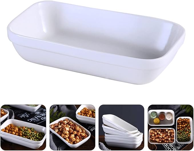 1pc Ceramic Snack Holder Plate Rectangular Food Container for Appetizers Desserts and Fruits Design for Home Restaurant and Buffet Use