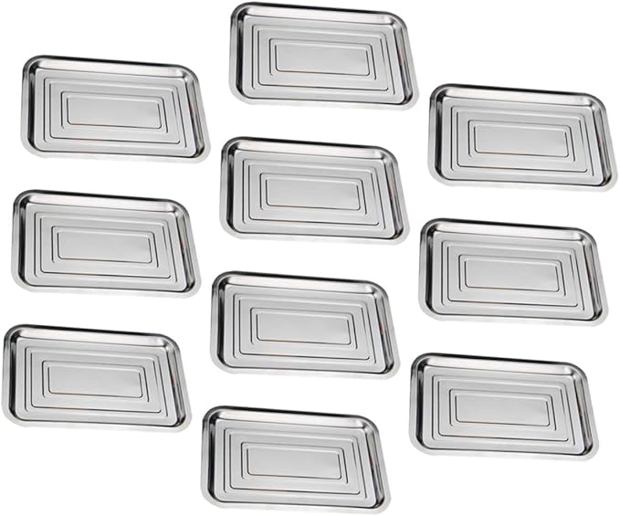 10Pcs Stainless Steel Serving Tray Multi Purpose Food Plate for Kitchen Steaming and Storage Elegant Design Smooth Surface and Practical Use