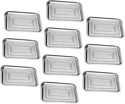 10Pcs Stainless Steel Serving Tray Multi Purpose Food Plate for Kitchen Steaming and Storage Elegant Design Smooth Surface and Practical Use