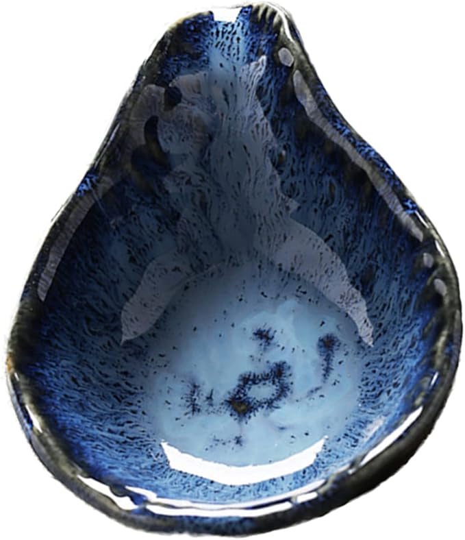 Happyyami Nordic Blue-eating Owl Ceramic Sauce Bowl Multi-function Dipping Plate for Household Kitchen