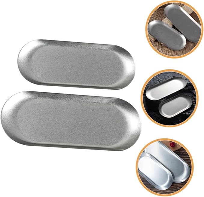 304 Stainless Steel Dinner Plate Set Silver Trays for Serving Chip Dip Serving Platter Vintage Plates for Eating