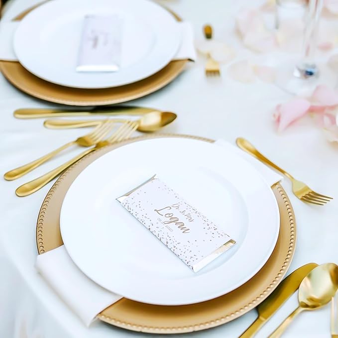 fani 50 Pcs Gold Charger Plates Bulk, 13'' Round Beaded Dinner Charger Plates, Plastic Reusable Vintage Table Decoration for Wedding, Party, Reception, Event, Holiday Supplies
