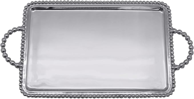 Mariposa Beaded Service Tray, One Size, Silver
