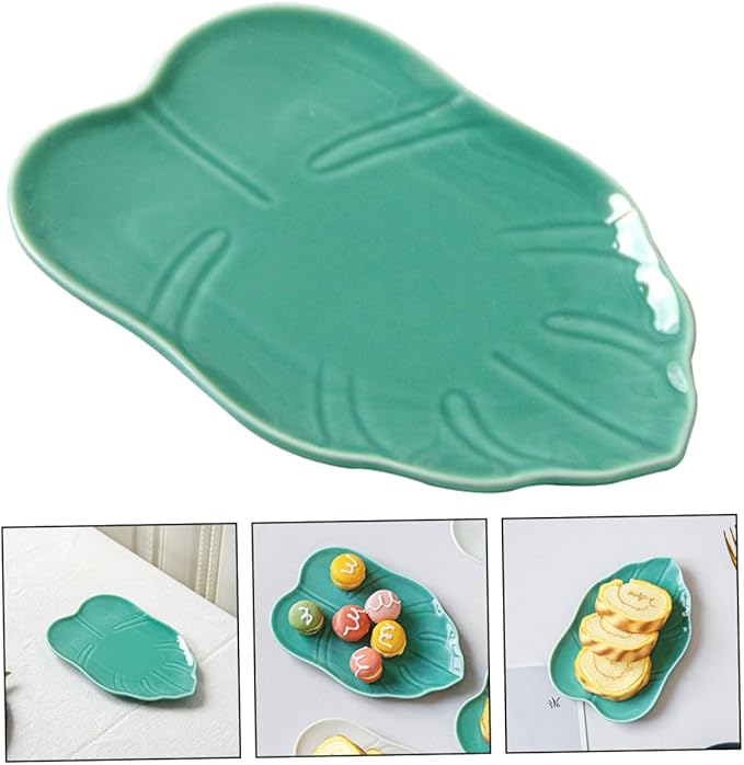 Ciieeo Ceramic Leaf Plate Decorative Dinnerware Simple Design for Dessert Appetizers Snacks Oven Safe Easy to Clean