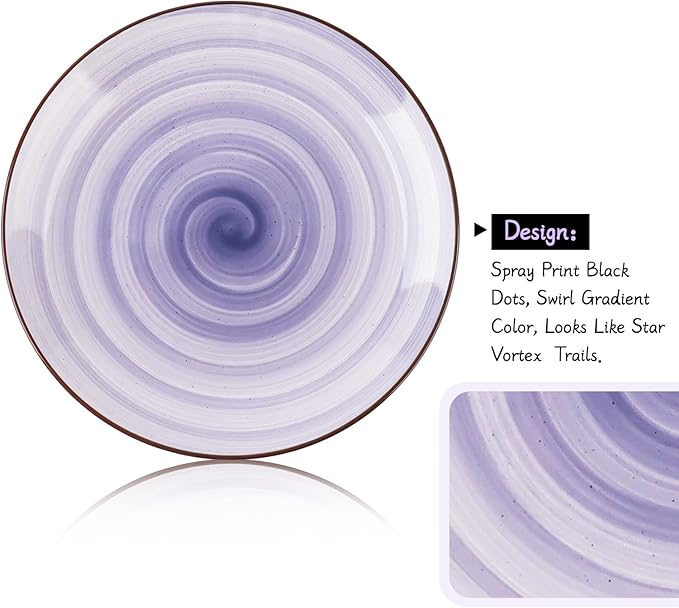 KitchenTour Ceramic Dinner Plates, 8 Inch Porcelain Serving Plate for Salad, Dessert Pizza Steak Pasta Plates Set, Dishwasher and Microwave Safe - Set of 6, Assorted Warm Colors