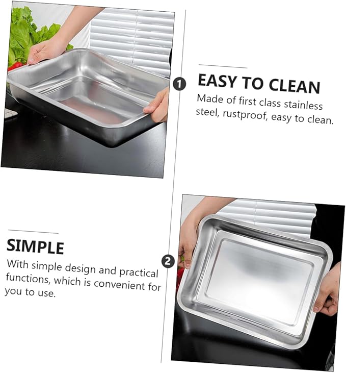 Garneck Stainless Steel Storage Tray Baking Rack Silver Trays for Serving Divided Dinner Plates Food Plate
