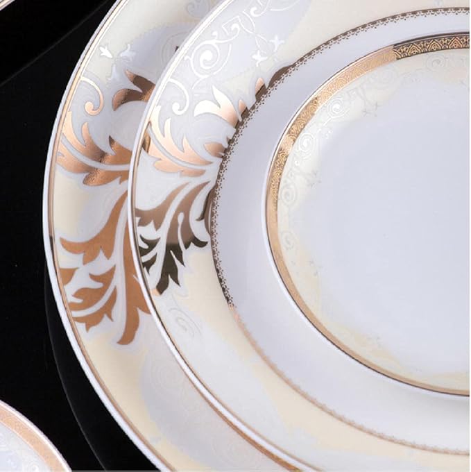 60 Heads ceramic tableware Dish Rice Bowl Salad Noodles Bowl Plate Dinnerware Sets Kitchen Soup Pot Ashtray Dinnerware Sets-WHITE