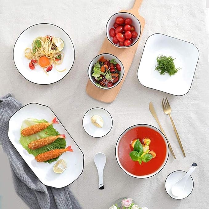 Elegant Dishes Plate Bowl Set,29 Pieces White Ceramics Dinner Sets