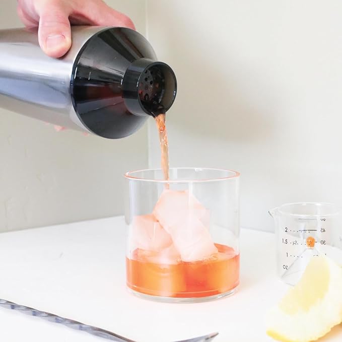 Koolhaus Cocktail Shaker - Ethan + Ashe - Vacuum Insulated Cocktail Shaker and Cocktail Strainer - Double-Wall - Travel Lid Included - Essential Bar Tools - 20oz Total Volume - Stainless Steel