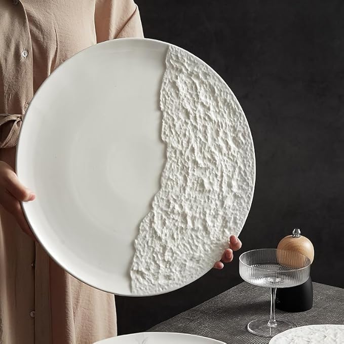 Dipping Bowls Steak Plate Ceramic Plate Dish Plate Creative Hotel Tableware Round Plate Pasta Plate Appetizer Bowls,One Color-S (One Color L)
