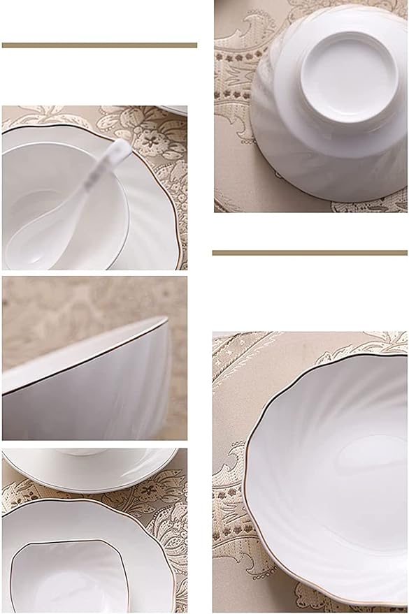 Dinnerware Set Dinner Party Tableware Service Set Ceramic Tableware Set, 36-piece Kitchen Plate and Bowl SetPure White Exquisite Tableware Set, FPYY2024040817