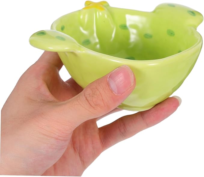 Cute Cactus Ceramic Dipping Sauce Dish Small Cartoon Plate for Appetizers Food-Grade Matte Finish for Boys and Girls and Parties