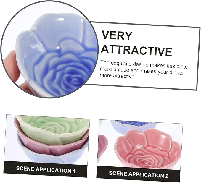 4pcs Ceramic Sauce Plates Plate Soy Sauce for Dipping Condiment Dish Bowl Vinegar Dish Appetizer Random Color