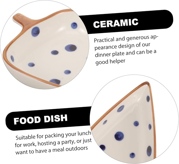 GARVALON Ceramic Leaf-shaped Sauce Dish for Dipping Hand-painted Appetizer Serving Plate for Home and Restaurant Use for Snacks Salads and Desserts