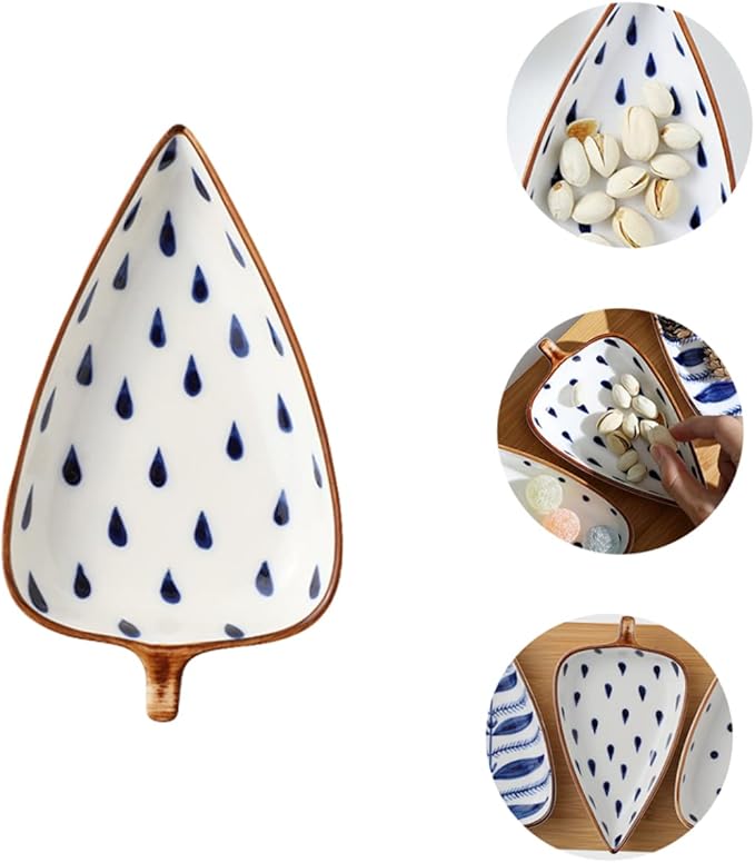 GLEAVI Creative Japanese Style Ceramic Snack Dish Hand-Painted Glazed Appetizer Plate for Sauces Seasonings and Desserts for Kitchen and Dining Use