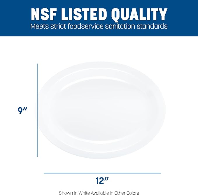 Carlisle FoodService Products Kingline Plastic Oval Platter Oval Tray for Home and Restaurant, Melamine, 12 x 9 Inches, Red
