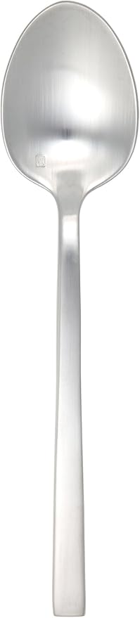 Fortessa Arezzo 18/10 Stainless Steel Flatware, Dessert Spoon, 8", Set of 12, Brushed Stainless Steel