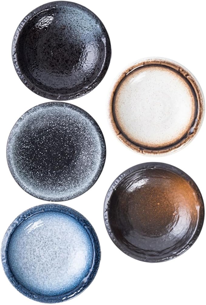 Ciieeo 5pcs Ceramic Seasoning Dishes for Dipping Sauces Appetizer Plates Food-grade Material for Condiments at Bbqs and Dinner Parties
