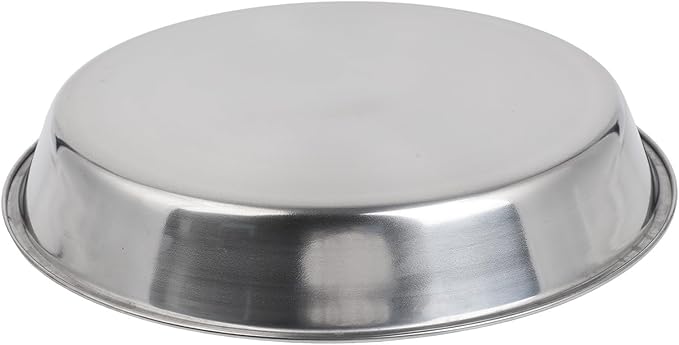 Stainless Steel Round Cake Plate, Rust-Proof Flat Serving Tray for Desserts and Pastries, Silver Non-Tip Baking Dish(28cm)