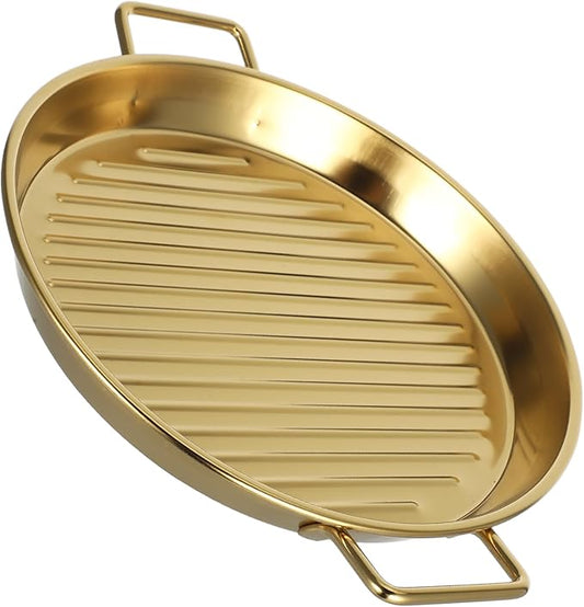 Mobestech Metal Salad Snack Plate Serving Bowls Grilling Baskets Bbq Grill Tray Stainless Steel Serving Tray Plate