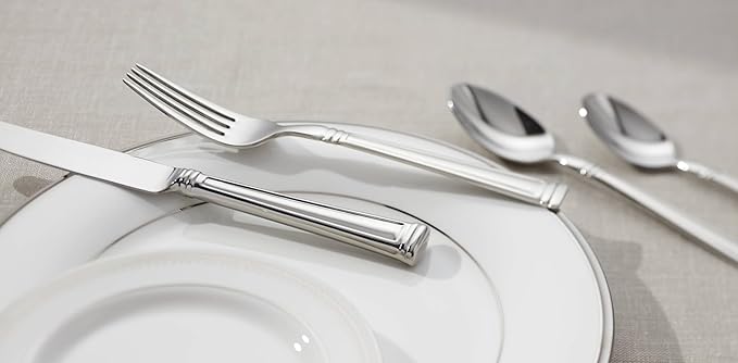 Lenox Esquire 65-Piece Flatware Set, 8.75 LB, Metallic,Silver