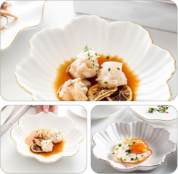 Homoyoyo Ceramic Food Serving Plate Set White Kitchen Storage Dish for Home Use for Appetizers and Dinner