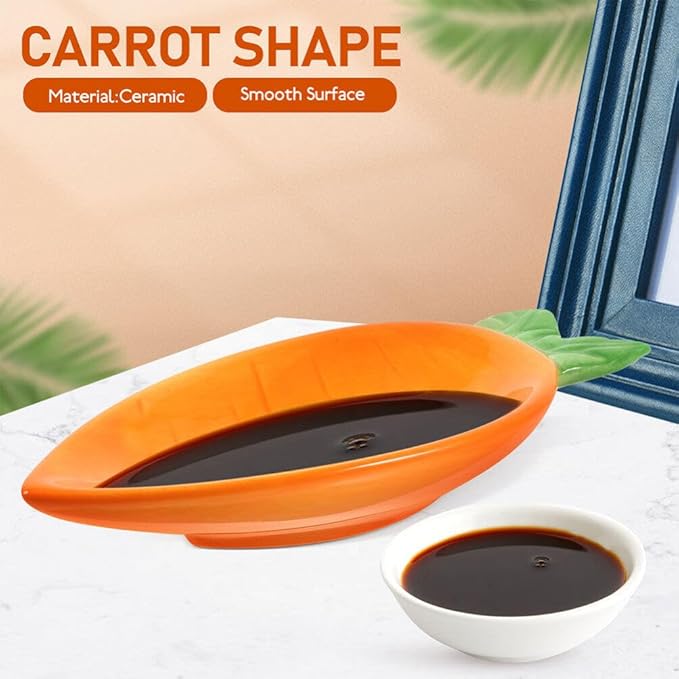 2pcs Ceramic Dishes Sauce Plates Easter Carrot Plates Tasting Dishes Ingredient for Prep Sushi Plate Digging Plate Dip Dessert Carrot Shape Bowls