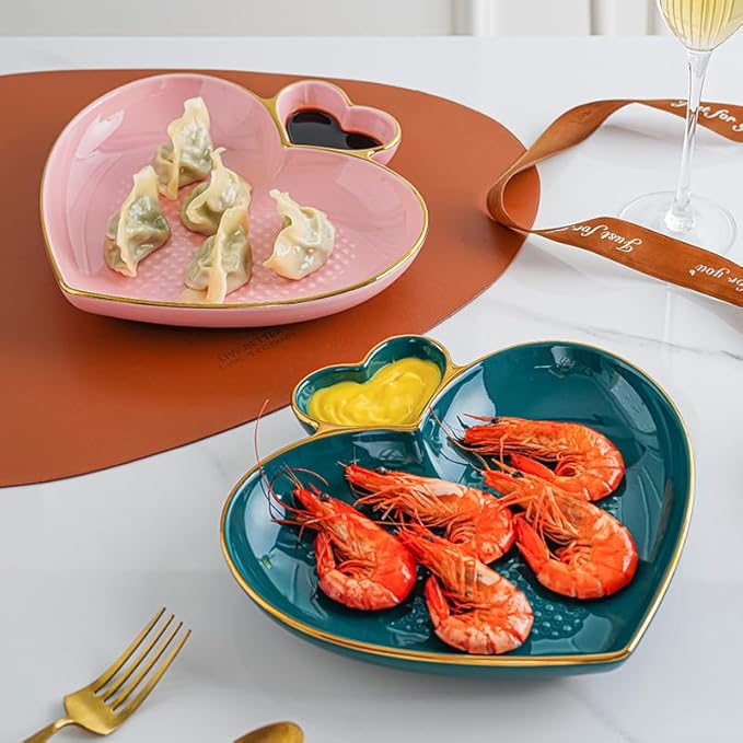 Appetizer Plates Creative Love Ceramic Plate Vinegar Plate Household Dipping Plate Dessert Sushi Separator Plate Cheap Plates