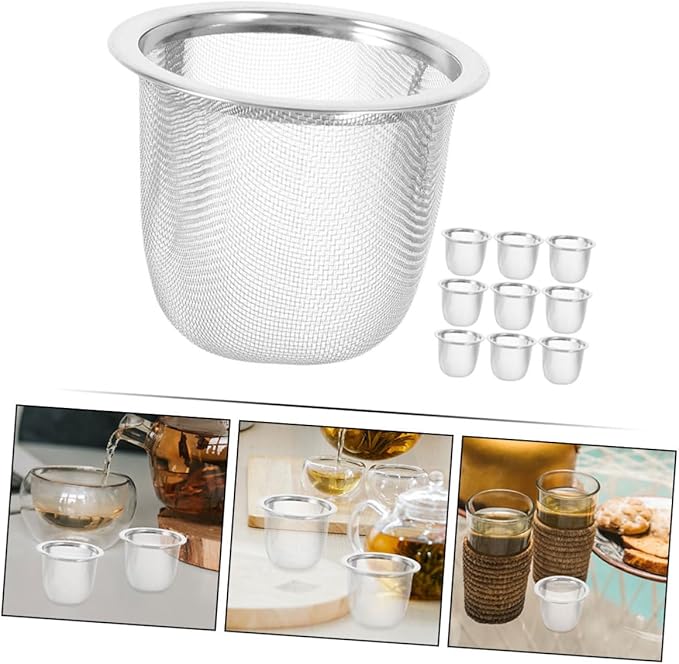 IMIKEYA 10 Pack Tea Strainer Stainless Steel Teapot Infuser Reusable Tea Filters Mesh Tea Strainer for Easy Brewing