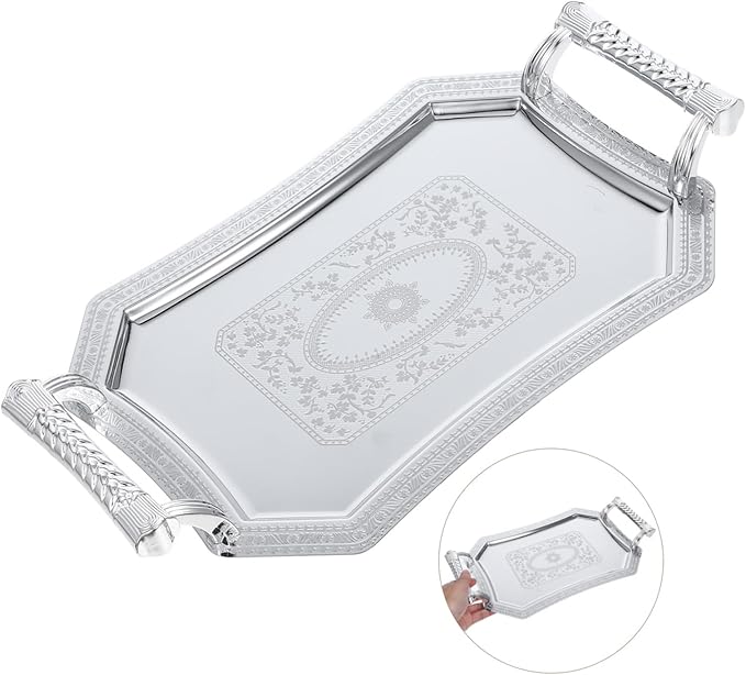 OUNONA Dinner Tray Serving Dish Table Tray Stainless Steel Versatile Home Party
