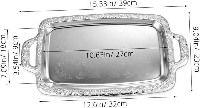 Alipis 1Pc Vintage Metal Serving Tray Kitchen Storage Plate with Handles for Dining Room Living Room and Home Use Rustic Decorative Tray