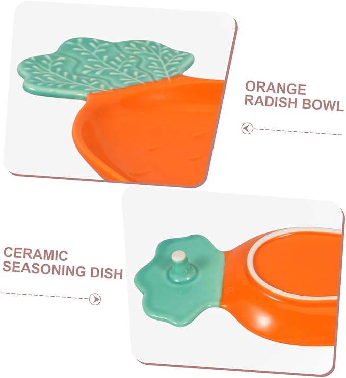 OUNONA Unique Carrot Dipping Tray Ceramic Sauce Plate for Appetizers Snacks Desserts Home Decor