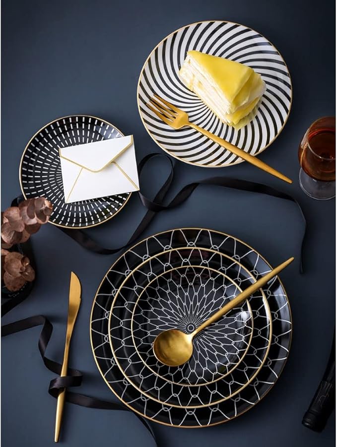 Kitchen Plates Dining Plate Ceramic Plate Sushi Plate Scratch-resistant Durable Porcelain Plate Soup Plate Ramen Bowl Restaurant Plates(B,Small)