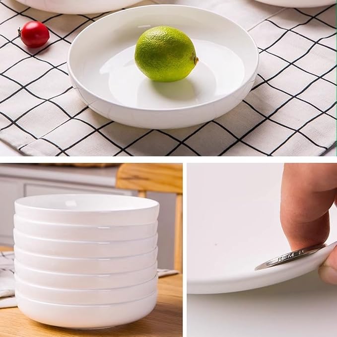 SONGCHAO Party Supplies Household Round Dish Plate Ceramic Soup Plate Dinner Plate Simple Creative Bone China Dish Plate Deep Dish Party Plates (Size : Medium)