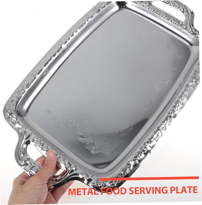 Alipis Retro European Style Bread Tray Multi-Purpose Metal Kitchen Serving Tray for Dining Room and Kitchen Handles for Appetizers and Desserts