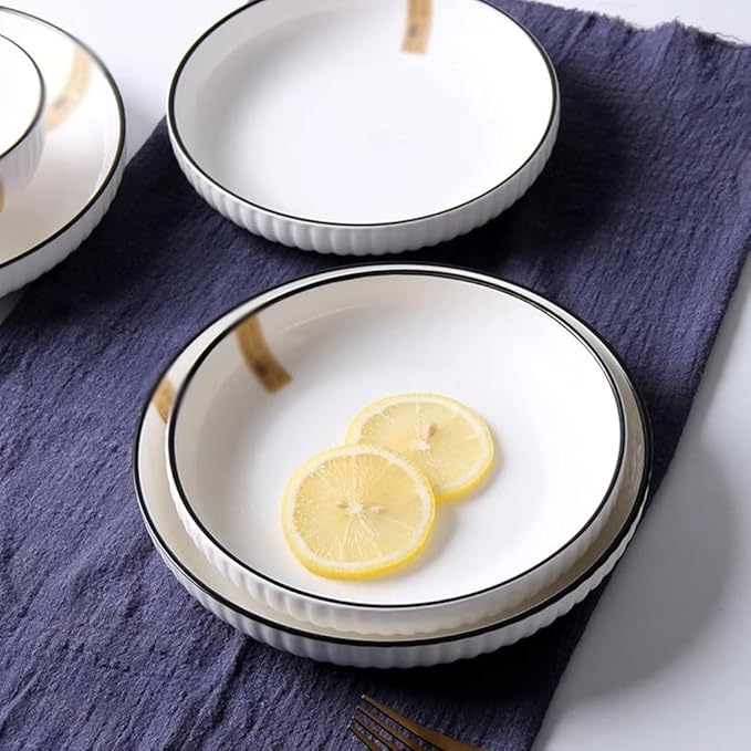 SONGCHAO Party Supplies Ceramic Plate Household Dish Plate Chinese Dinner Plate Set Ceramic Dish Plate Salad Plate Fruit Plate Party Plates (Color : 7inch, Size : 6pcs)