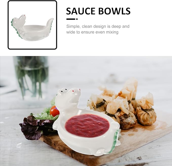 Dinosaur Sauce Bowl Ceramic Plate Serving Bowl for Family Hotel Restaurant Decorative Kitchen Supply