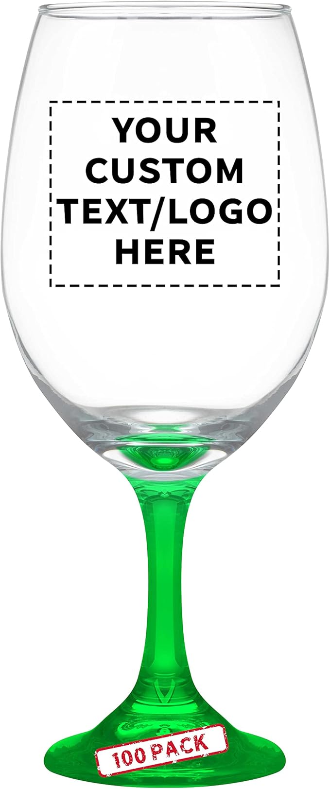 Custom Rioja Grand Wine Glasses 20.75 oz. Set of 100, Personalized Bulk Pack - Perfect for Hotel, Bar, Restaurant or Lounge - Green