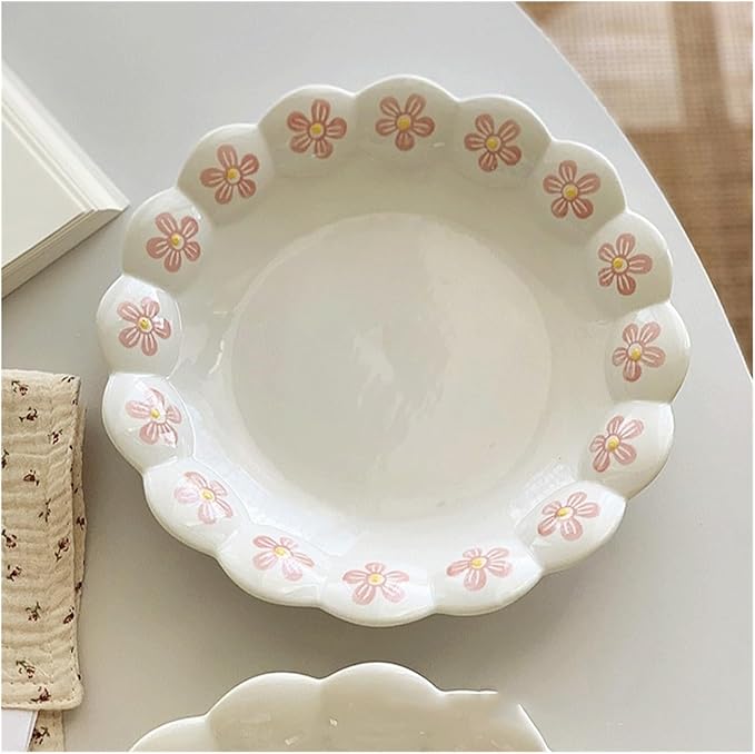 SONGCHAO Party Supplies Creative Petal Side Plate Ceramic Serving Plate Dessert Plate Flatware 8 Inch Kitchen Dessert Plate Snack Plate Party Plates (Color : B)
