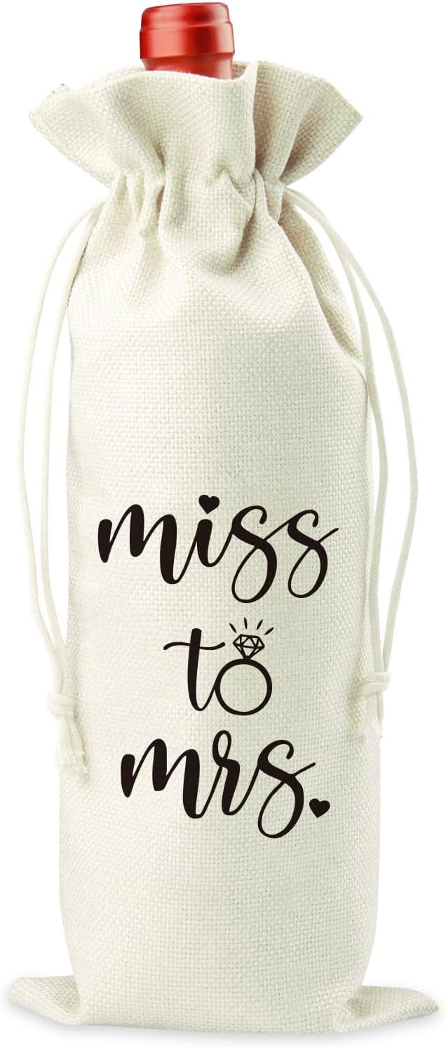 Lcoanriut Miss to Mrs. Wine Bag, Engagement Wedding Wine Gift Bag, Bridal Shower Wedding Gifts Ideas for Couples Wine Bag, Wedding Party Decorations Engagement Gifts for Couples Bride Miss to Mrs.