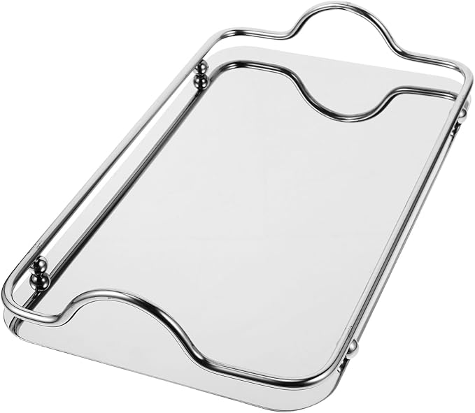 GANAZONO Stainless Steel Serving Tray Handles Rectangular Trays for Bar Restaurant