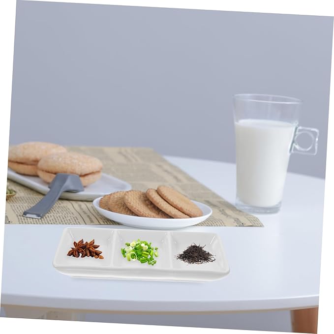 Happyyami 2PCS Ceramic Appetizer Plates Rectangular Snack Dishes for Seasoning Fruit and Dipping Versatile Serving Bowls for Home Restaurant and Catering