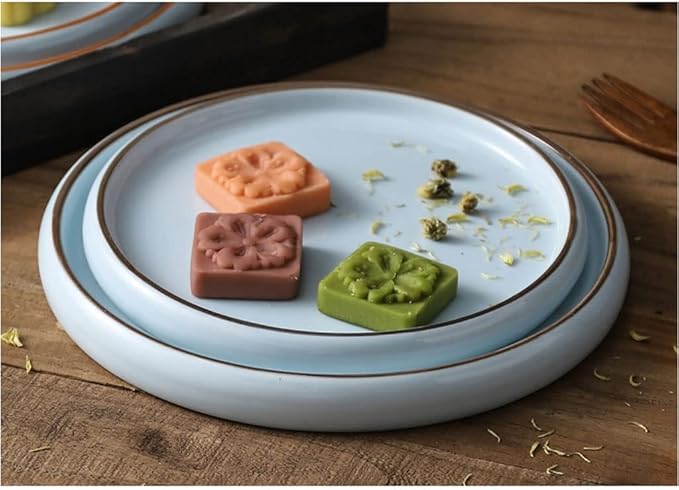 Kitchen Plates Ceramic Plate Fruit Serving Bowl Snack Plate Soup Plate Ramen Bowl Suitable for Dishwasher Oven Refrigerator and Microwave Restaurant Plates(Large)