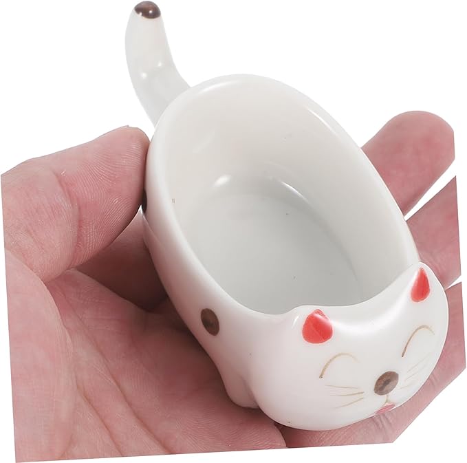 Happyyami Cute Cat Sauce Dish Appetizer Plate for Dipping Soy Sauce Condiments Dishwasher Safe Parties Housewarming and Birthdays