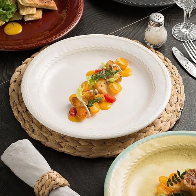 Kitchen Plates Japanese Restaurant Underglaze Color Creative Home Steak Dinner Plate Ceramic Appetizer Dessert Pasta Cake Tableware Restaurant Plates(D,8 in)