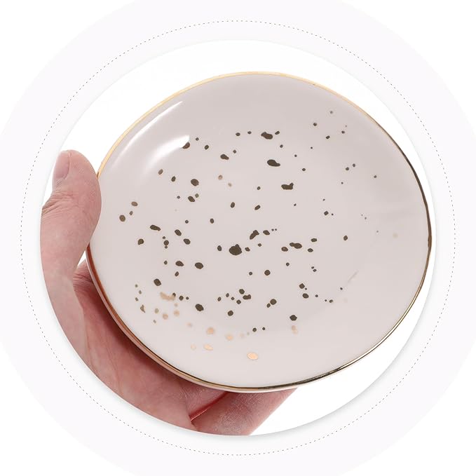 VALICLUD Ceramic round Plate Nordic Style Speckled Irregular Design Steak Plate Sandwich Food Dish for Household Dessert Serving