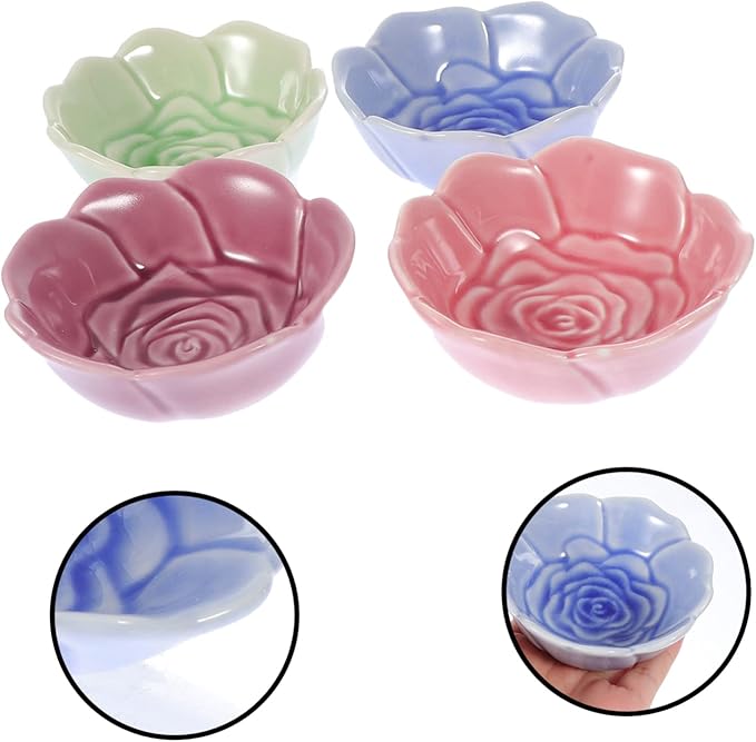 4pcs Sauce Plate Ceramic Sauce Dishes Bowl Vinegar Dish Compact Easy to Carry Random Color