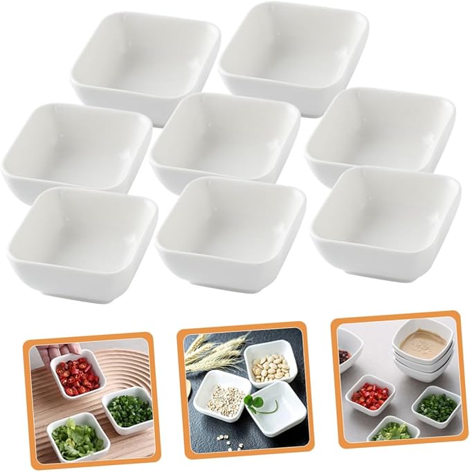 Alipis 8pcs Ceramic Dipping Bowl Solid Color Condiment Plates for Sauces Snacks and Appetizers for Restaurants and Home Use